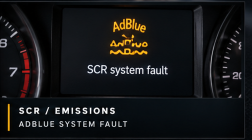 SCR and emissions warning: AdBlue system fault