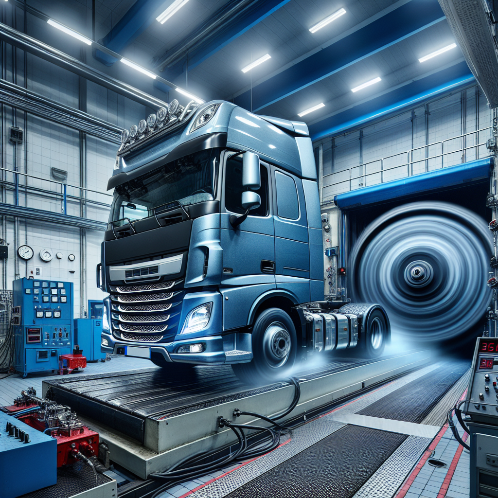 Truck on dynamometer